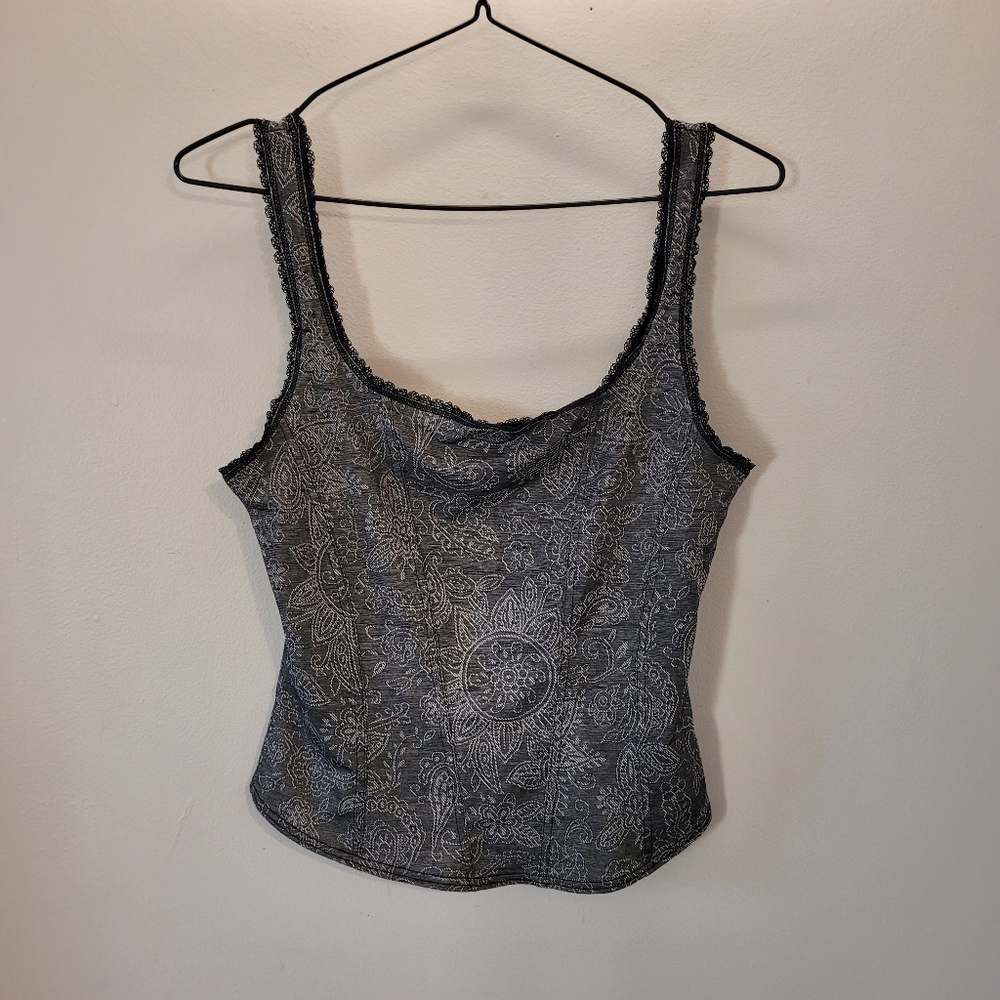 Arianne Lingerie Gray Paisley Cami Corset Top - S